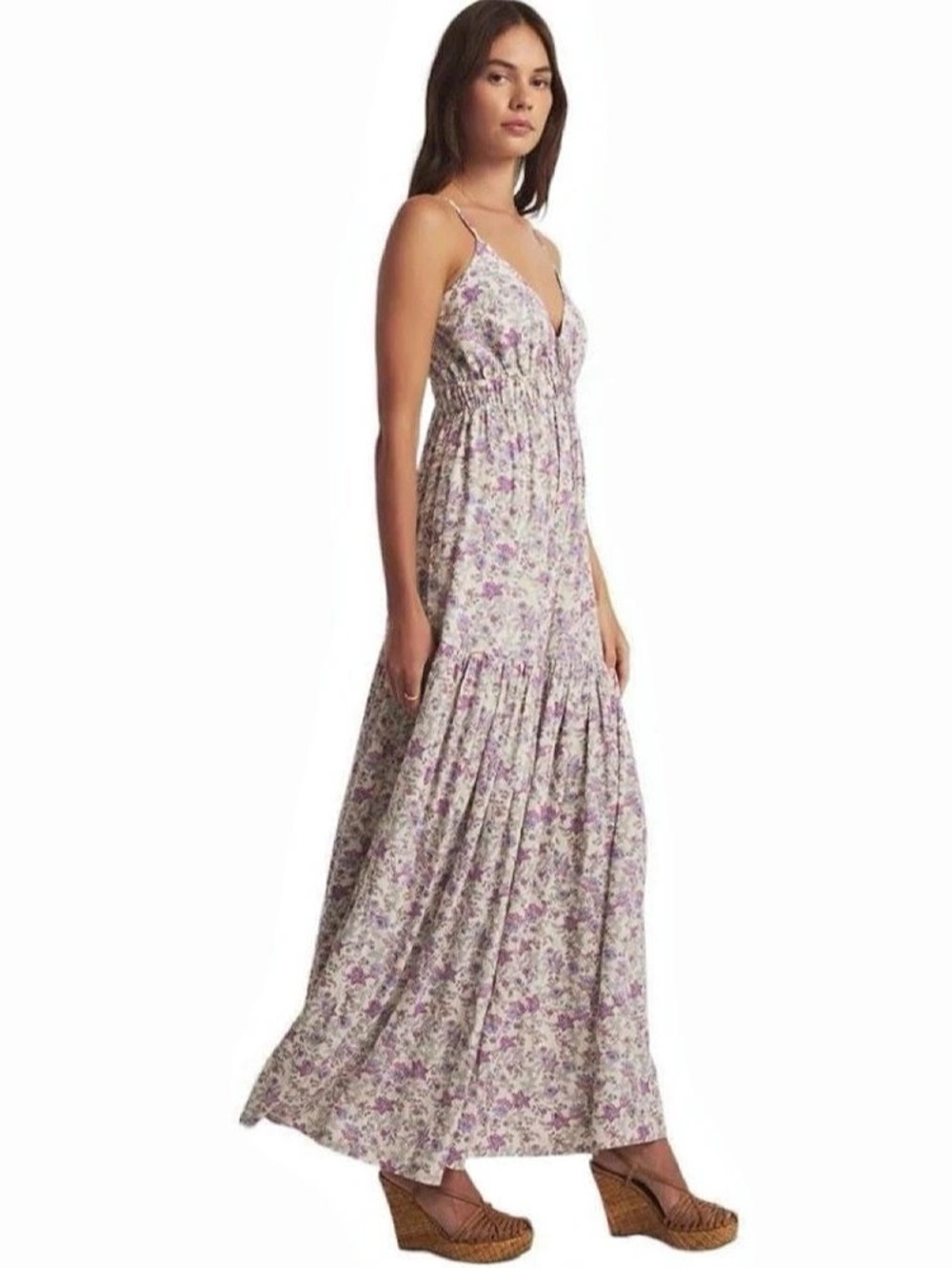 Z Supply Maxi Floral Maxi Dress in Pink & Purple